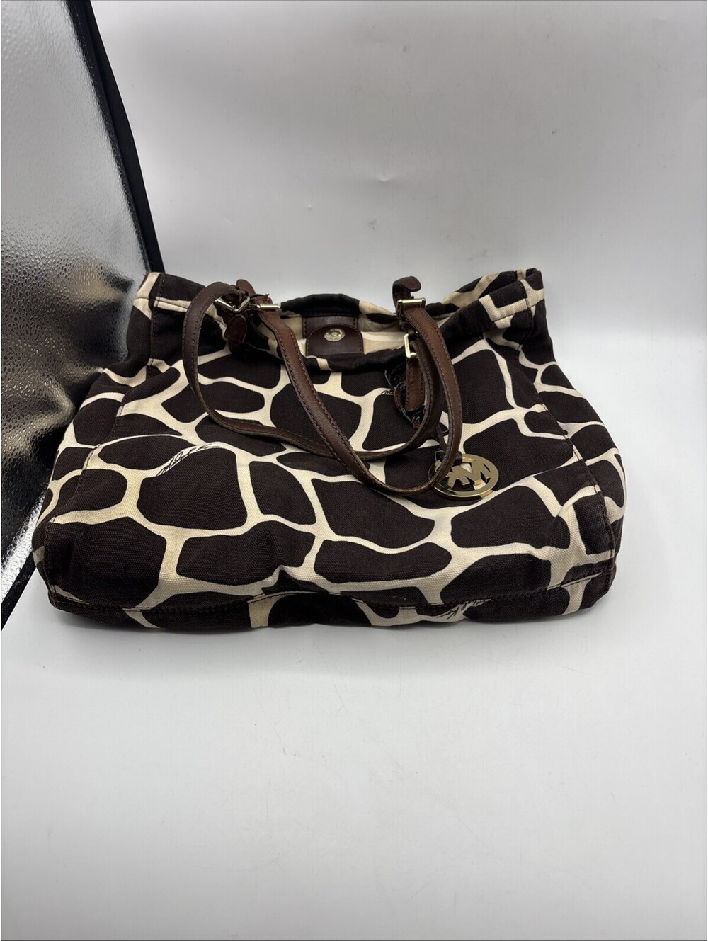 Michael Kors Handbag Giraffe Print Brown Canvas - Picture 10 of 10